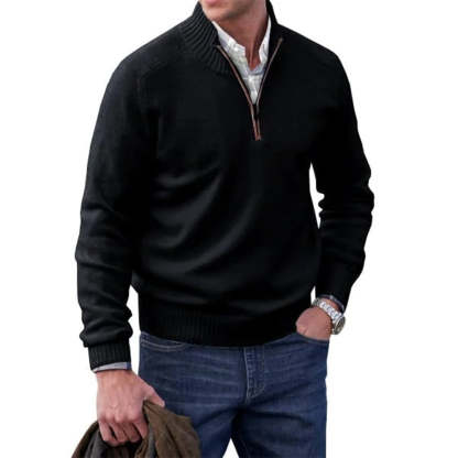 Diggetty Men's Fashion Stand Collar Zipper Thermal Sweater