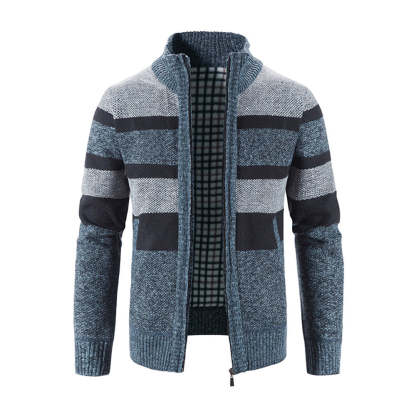 Men's Fashion Stripe Colorblock Sweater Cardigan Jacket
