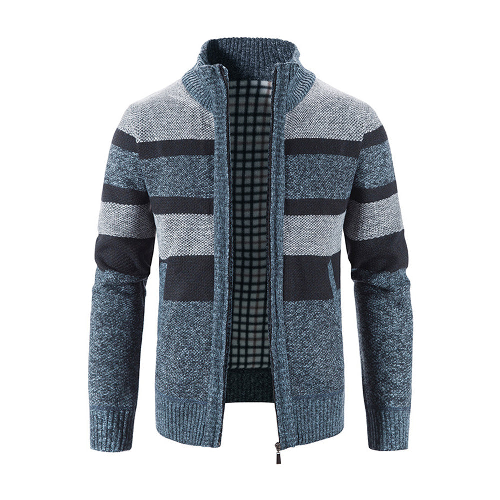 Men's Fashion Stripe Colorblock Sweater Cardigan Jacket