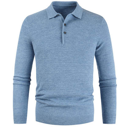 Men's Button Lapel Solid Color Slim Knitted Base Layer Shirt