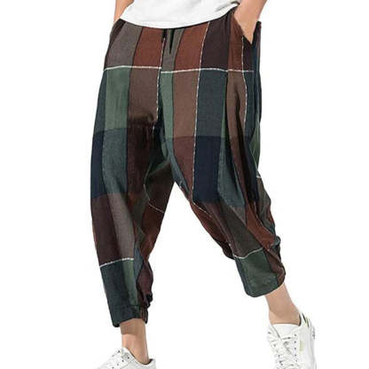 Men's plaid loose sports trousers