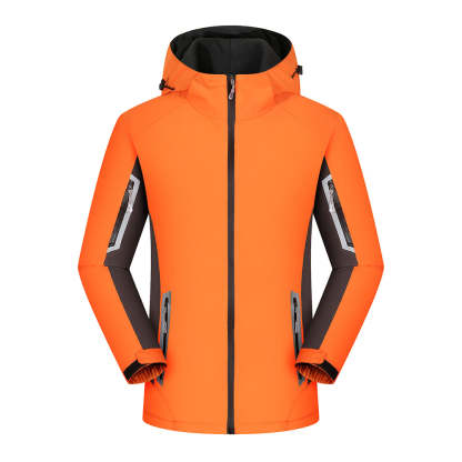 Couples style reflective warm outdoor hooded jacket