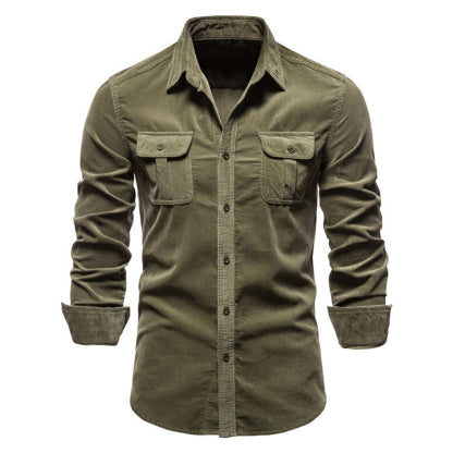 Diggetty Corduroy Men's Business Shirt Slim Fit Casual Shirt