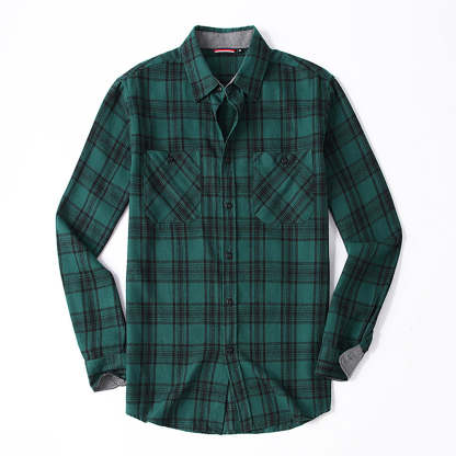 Diggetty Men's Casual Plaid Long Sleeve Shirt