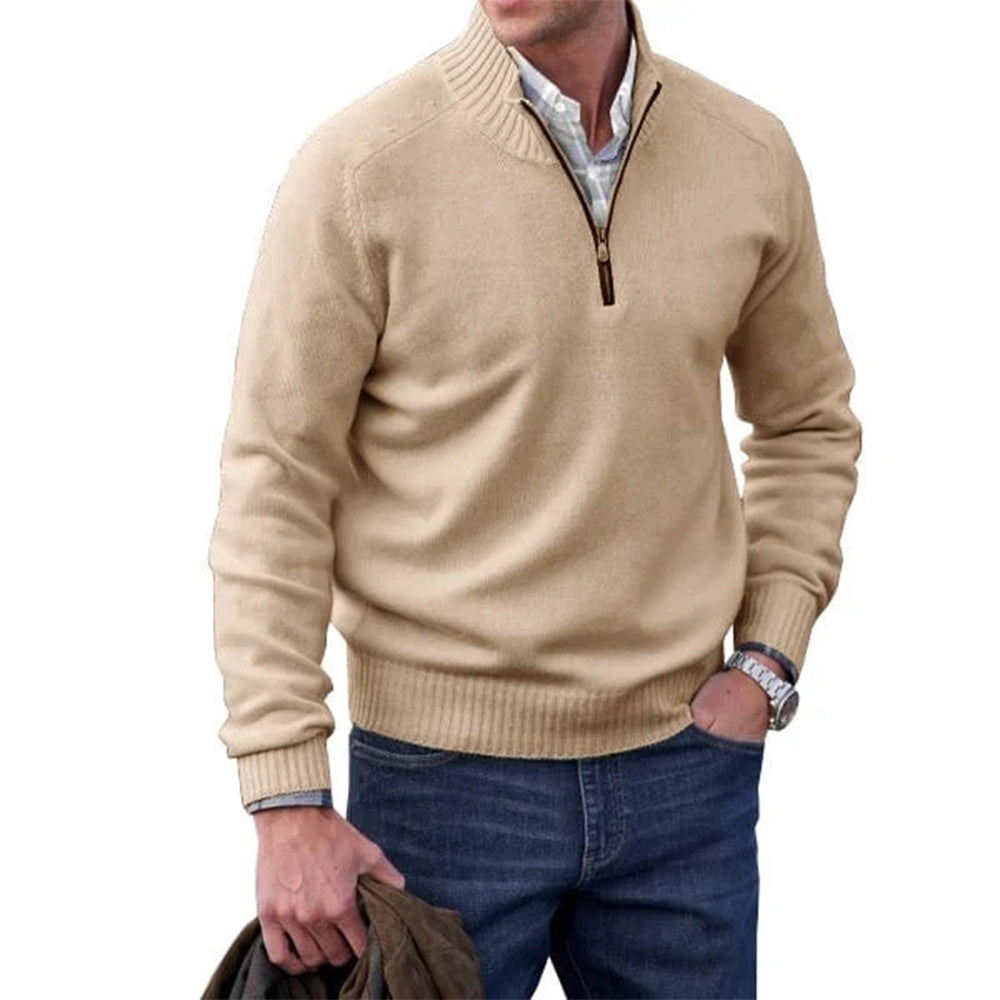 Diggetty Men's Fashion Stand Collar Zipper Thermal Sweater