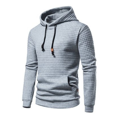 New Men's Fashion Check Casual Pocket Pullover Hoodie