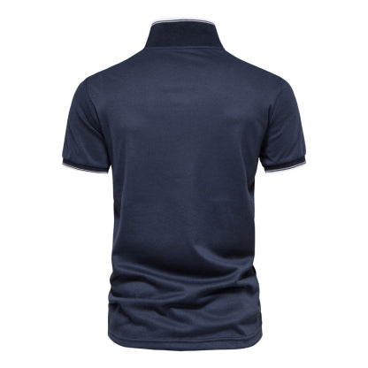 New solid color v-neck men's business POLO shirt casual short-sleeved