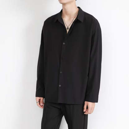 Loose Men's Comfortable Casual Solid Color Long Sleeve Shirt