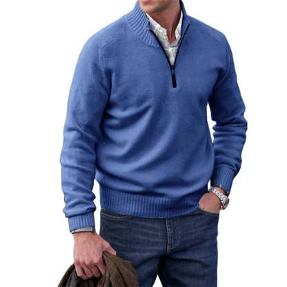 Diggetty Men's Fashion Stand Collar Zipper Thermal Sweater