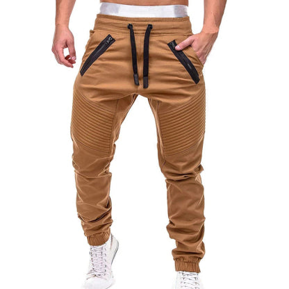 Pleated lounge trousers with lace-up stripes