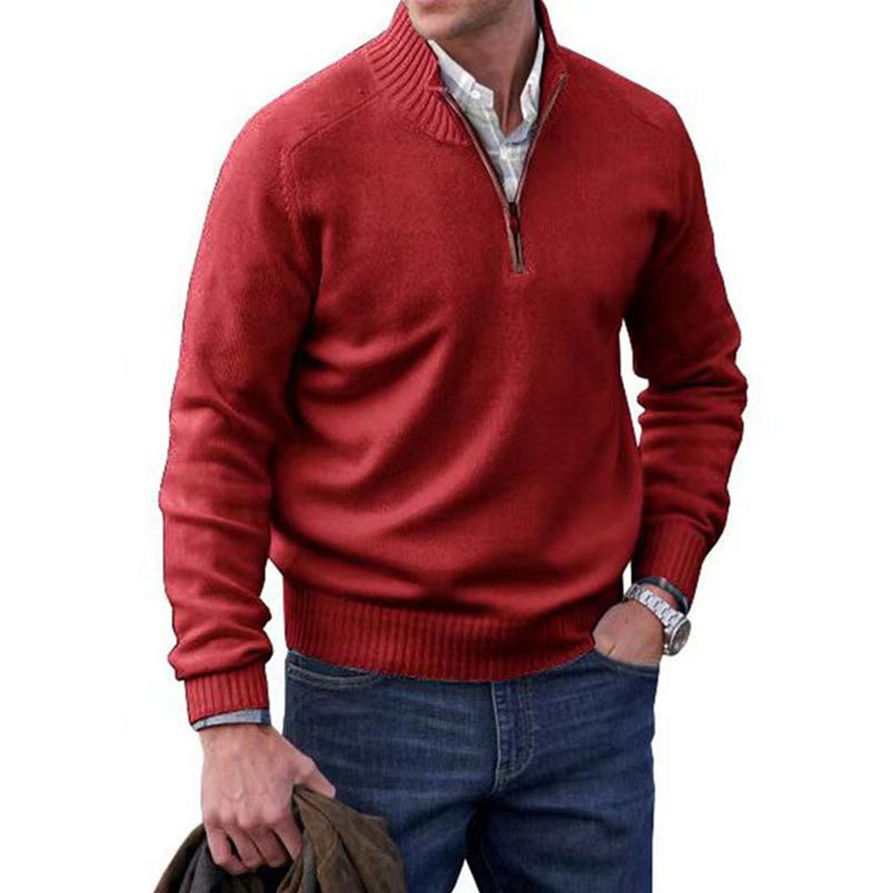 Diggetty Men's Fashion Stand Collar Zipper Thermal Sweater