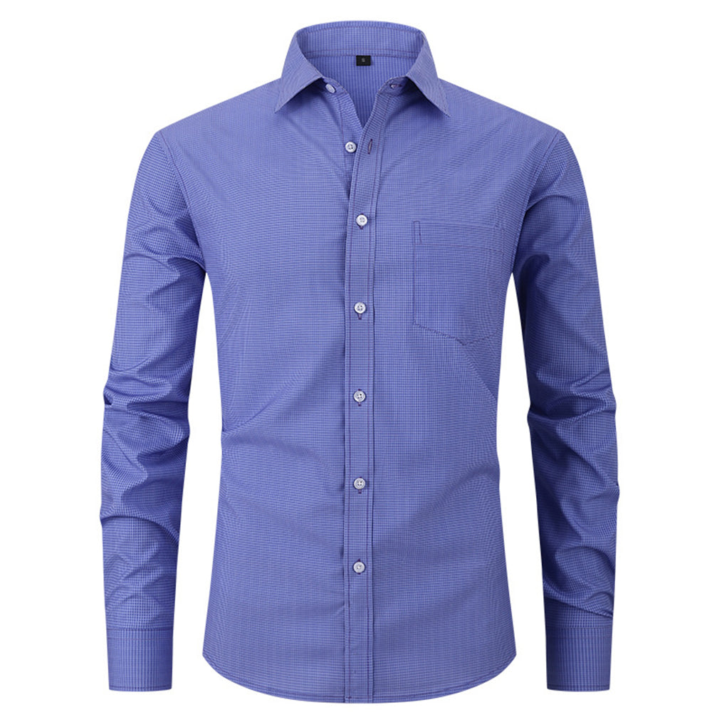 Check Print Business Casual Stretch Long Sleeve Shirt