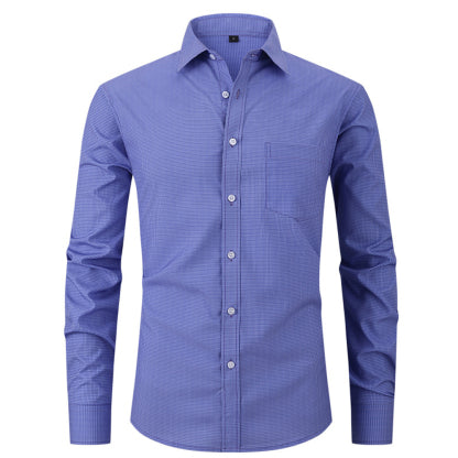 Diggetty Check Print Business Casual Stretch Long Sleeve Shirt