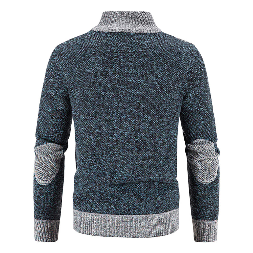 Men's Warm Fashion Stitched Fleece Knitted Cardigan
