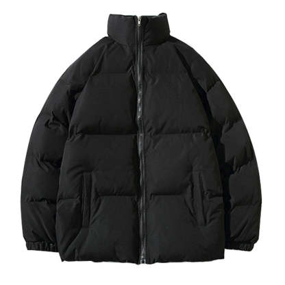 Men's Stand Collar Solid Color Fashion Padded Jacket