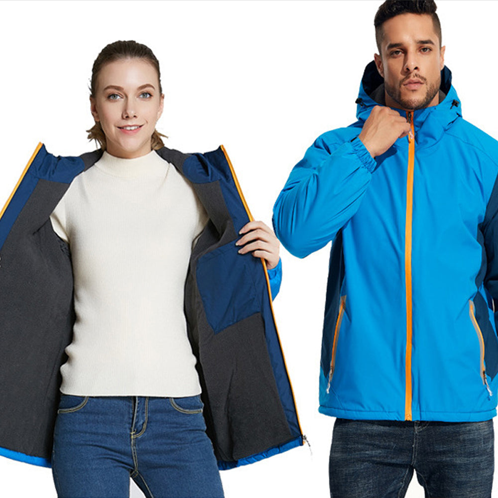 Couples style reflective warm outdoor hooded jacket