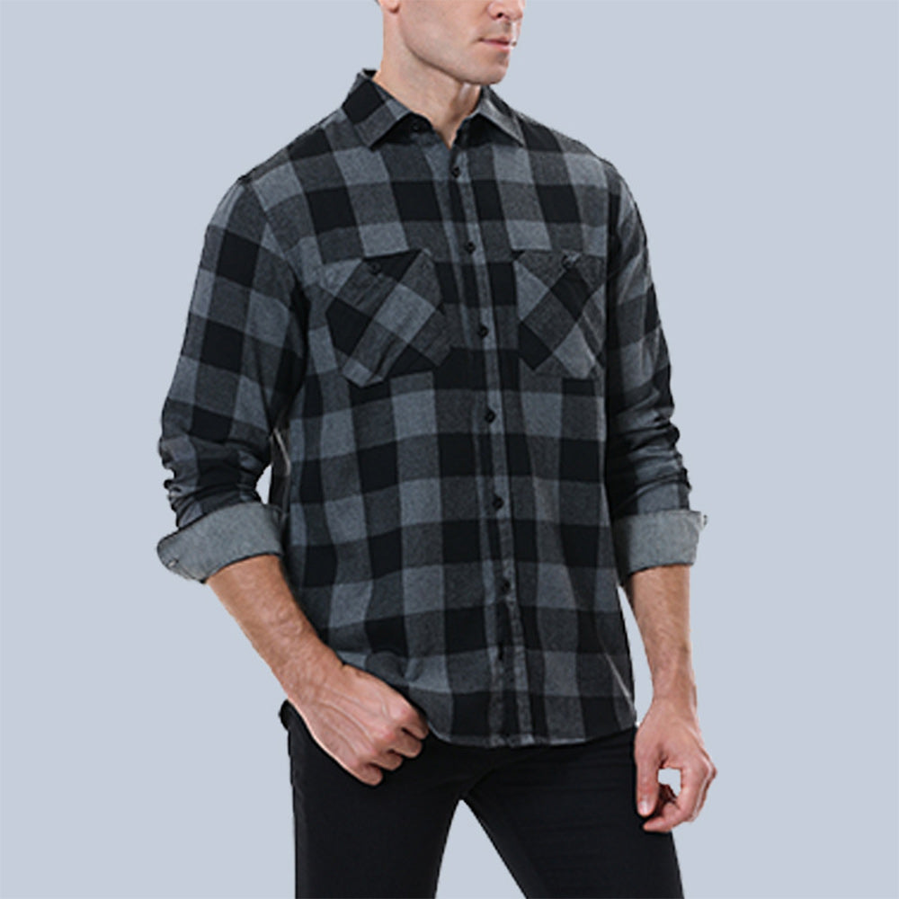 Men's Casual Plaid Long Sleeve Shirt