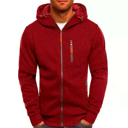 Men's Contrast Zip Slim Fit Hooded Jacket