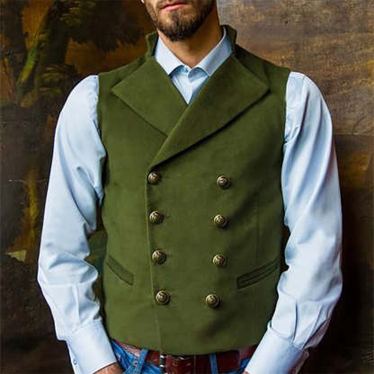 Men's Lapel Double Breasted Solid Vest