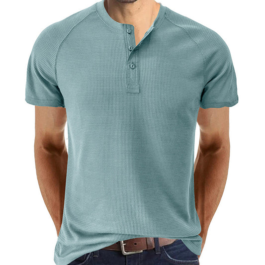 Waffle Button Raglan Men's Short Sleeve