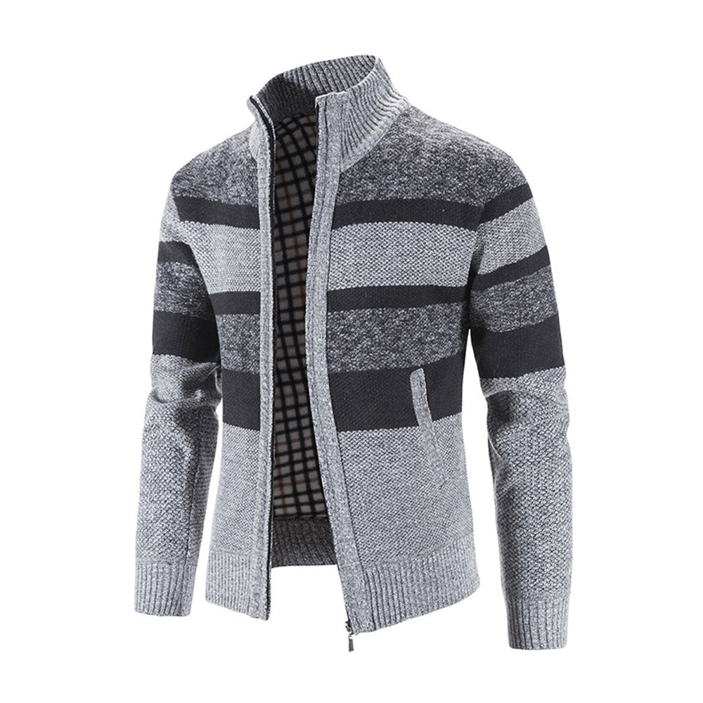 Men's Fashion Stripe Colorblock Sweater Cardigan Jacket