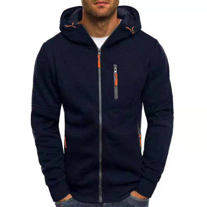 Men's Contrast Zip Slim Fit Hooded Jacket